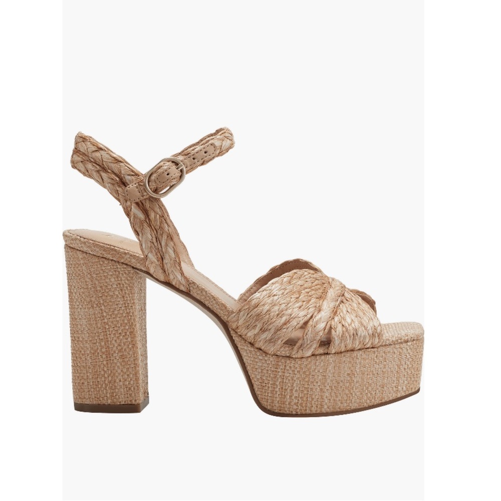 Marc Fisher LTD Chela Platform Raffia Sandals Medium Natural Tan Women’s Size 11 - Picture 4 of 14